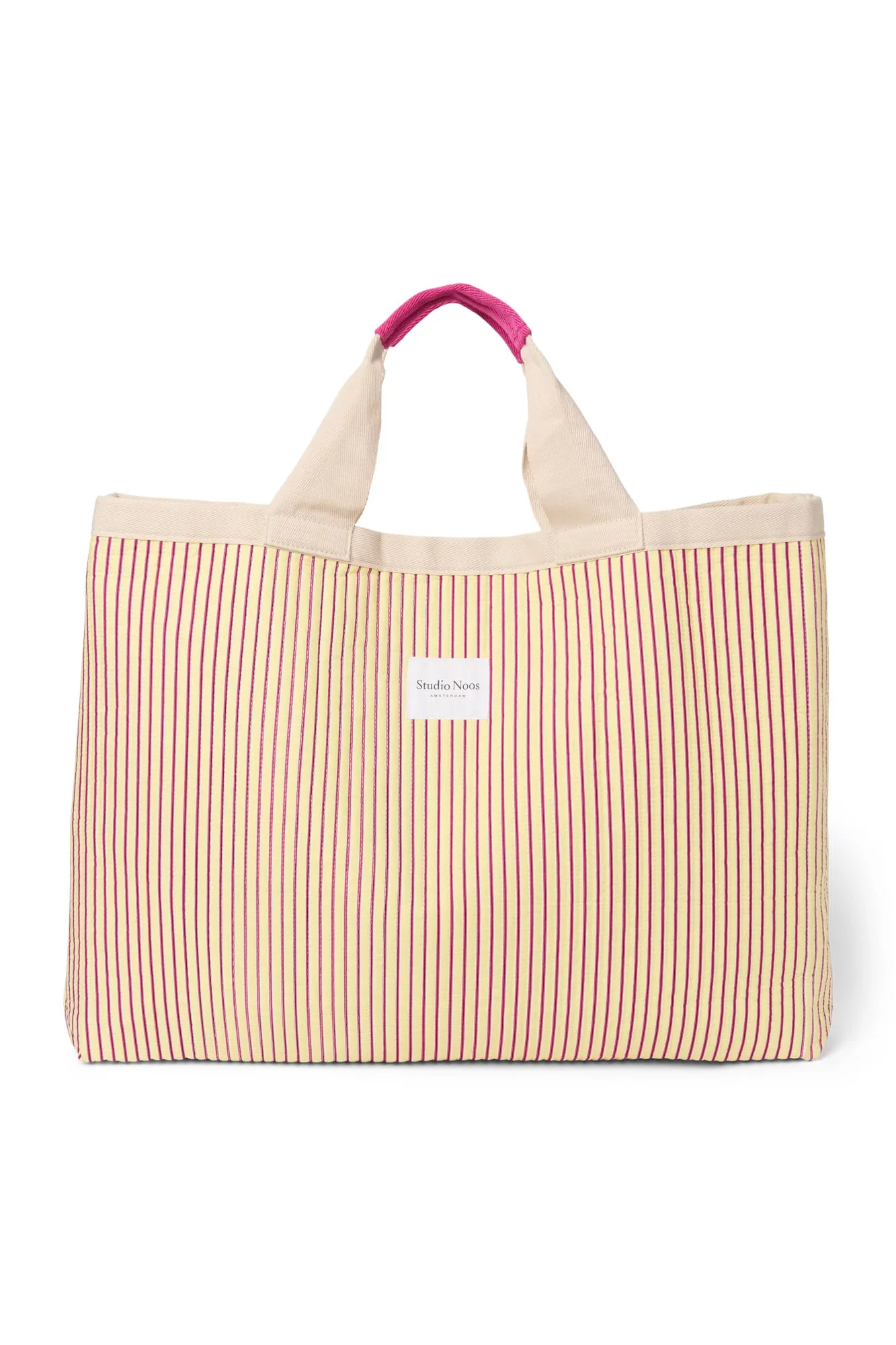 BUTTER YELLOW STRIPED POPLIN BEACH BAG - Image 2