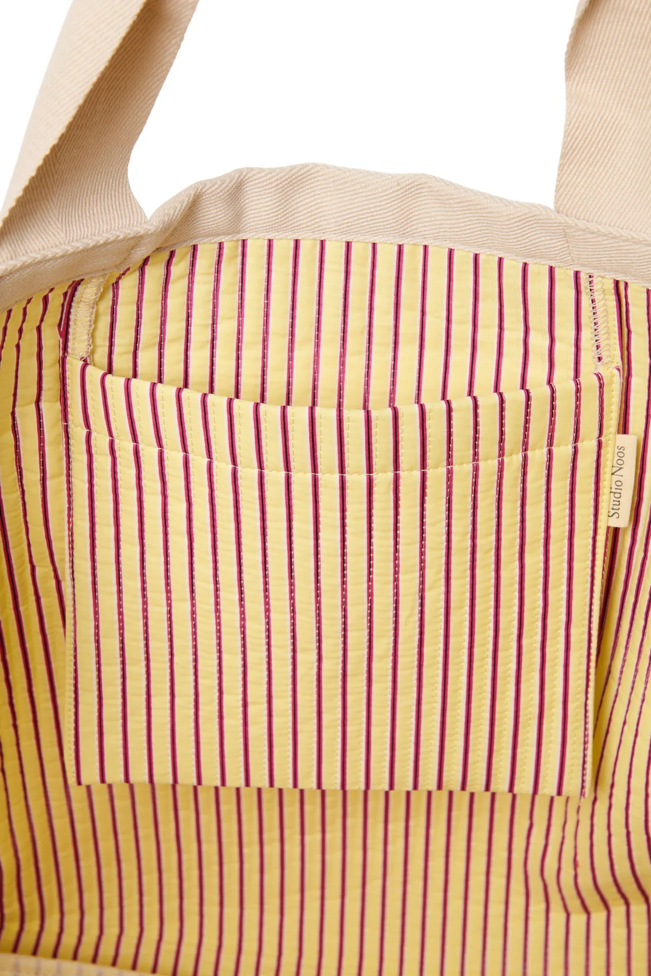 BUTTER YELLOW STRIPED POPLIN BEACH BAG - Image 3