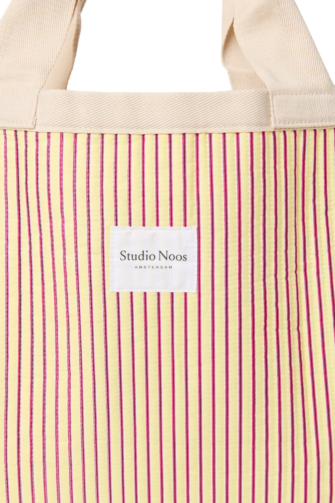 BUTTER YELLOW STRIPED POPLIN BEACH BAG - Image 4