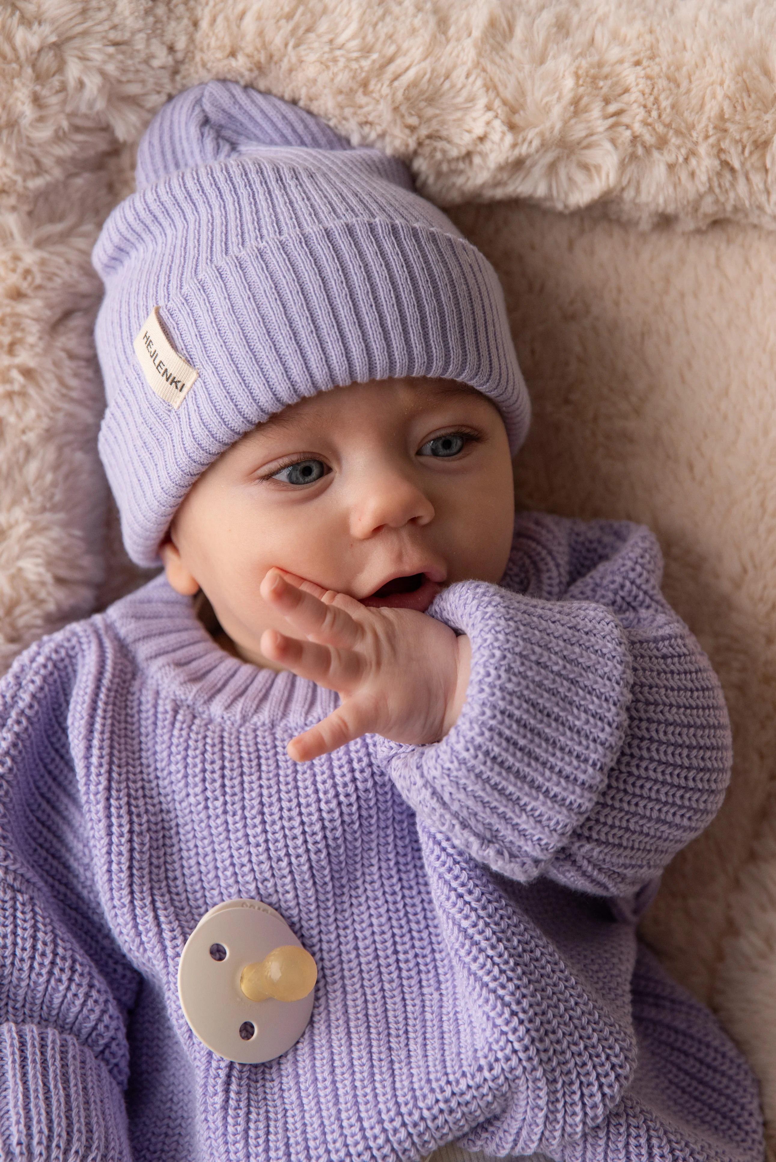 CHUNKY KNIT PULLI LAVENDER CREAM - Image 2
