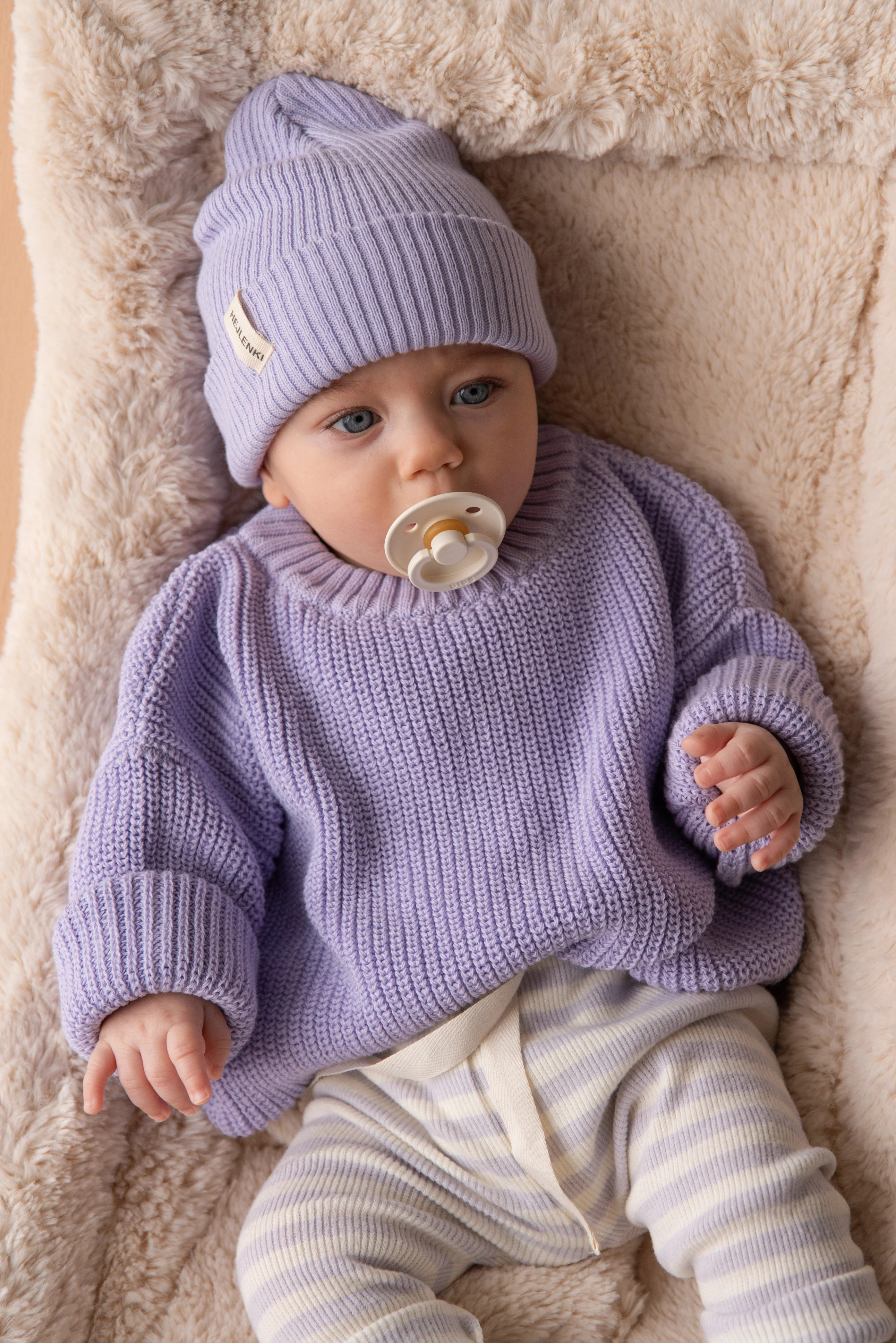 CHUNKY KNIT PULLI LAVENDER CREAM - Image 3