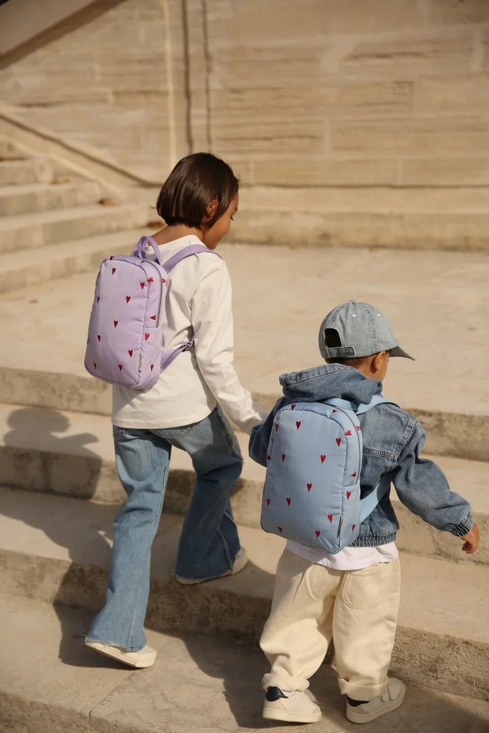 KIDS BACKPACK LIGHT BLUE HEARTS - Image 2