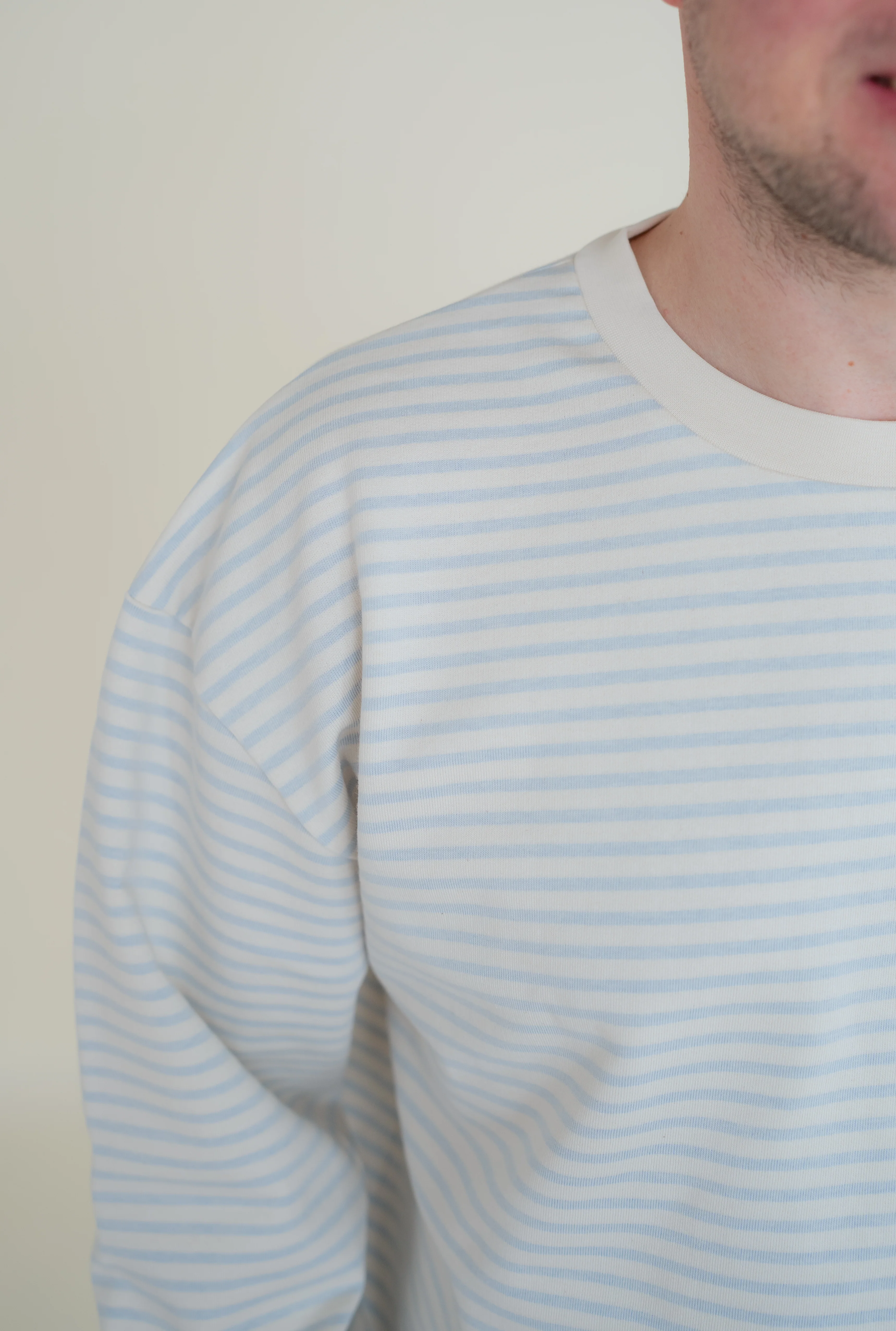 MEN OVERSIZE STRIPED LONGSLEEVE BABYBLUE - Image 2