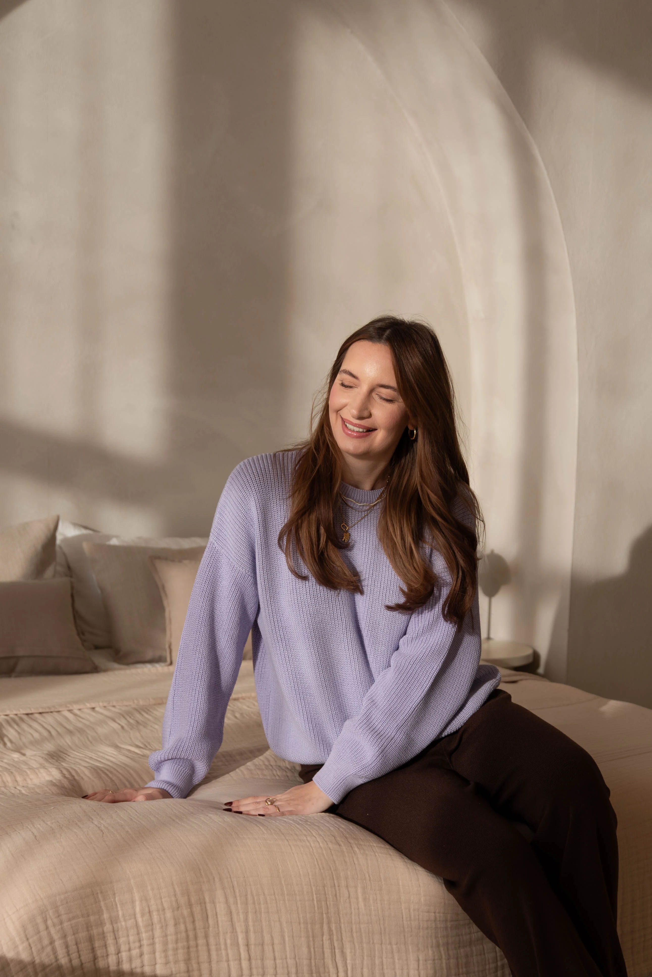 WOMEN KNIT PULLI LAVENDER CREAM - Image 4