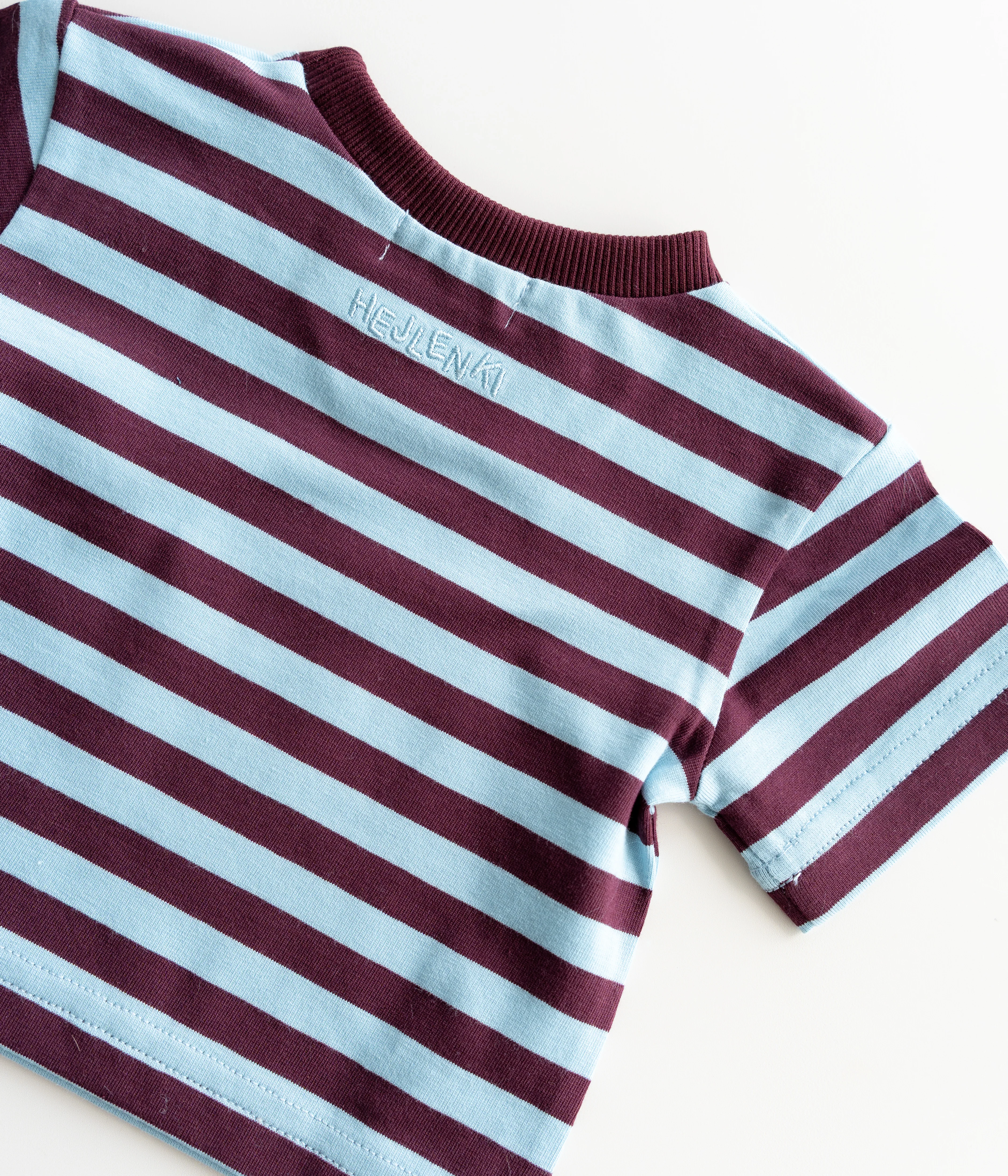 OVERSIZE T-SHIRT STRIPED BLUEBELL/BURGUNDY - Image 2