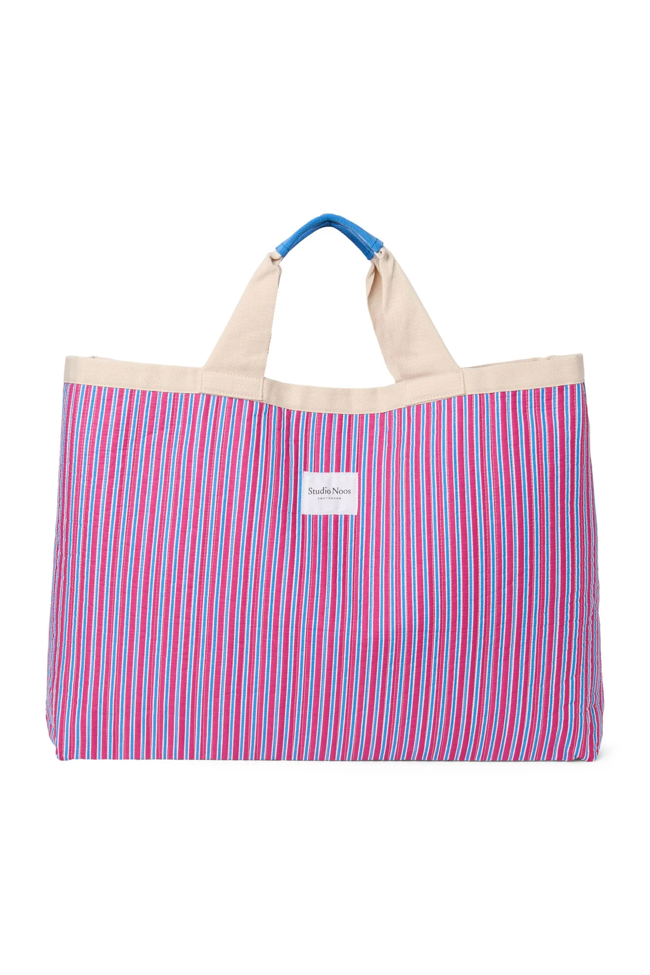 RASPBERRY STRIPED POPLIN BEACH BAG - Image 2