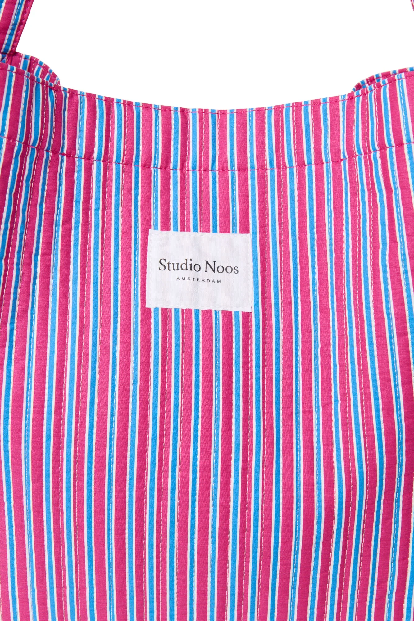RASPBERRY STRIPED POPLIN MOM BAG - Image 3