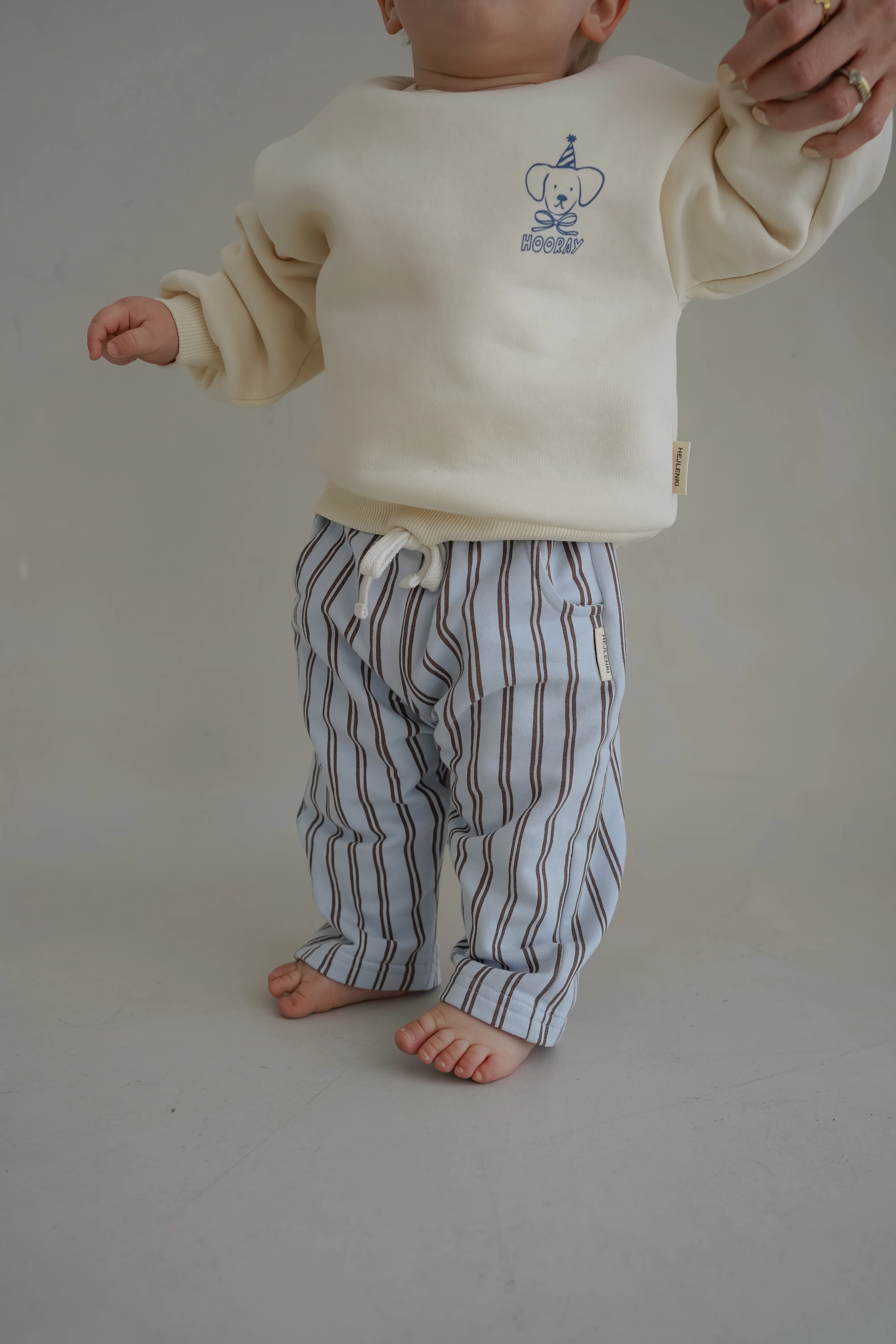 SWEAT PANTS STRIPED BROWN BABYBLUE