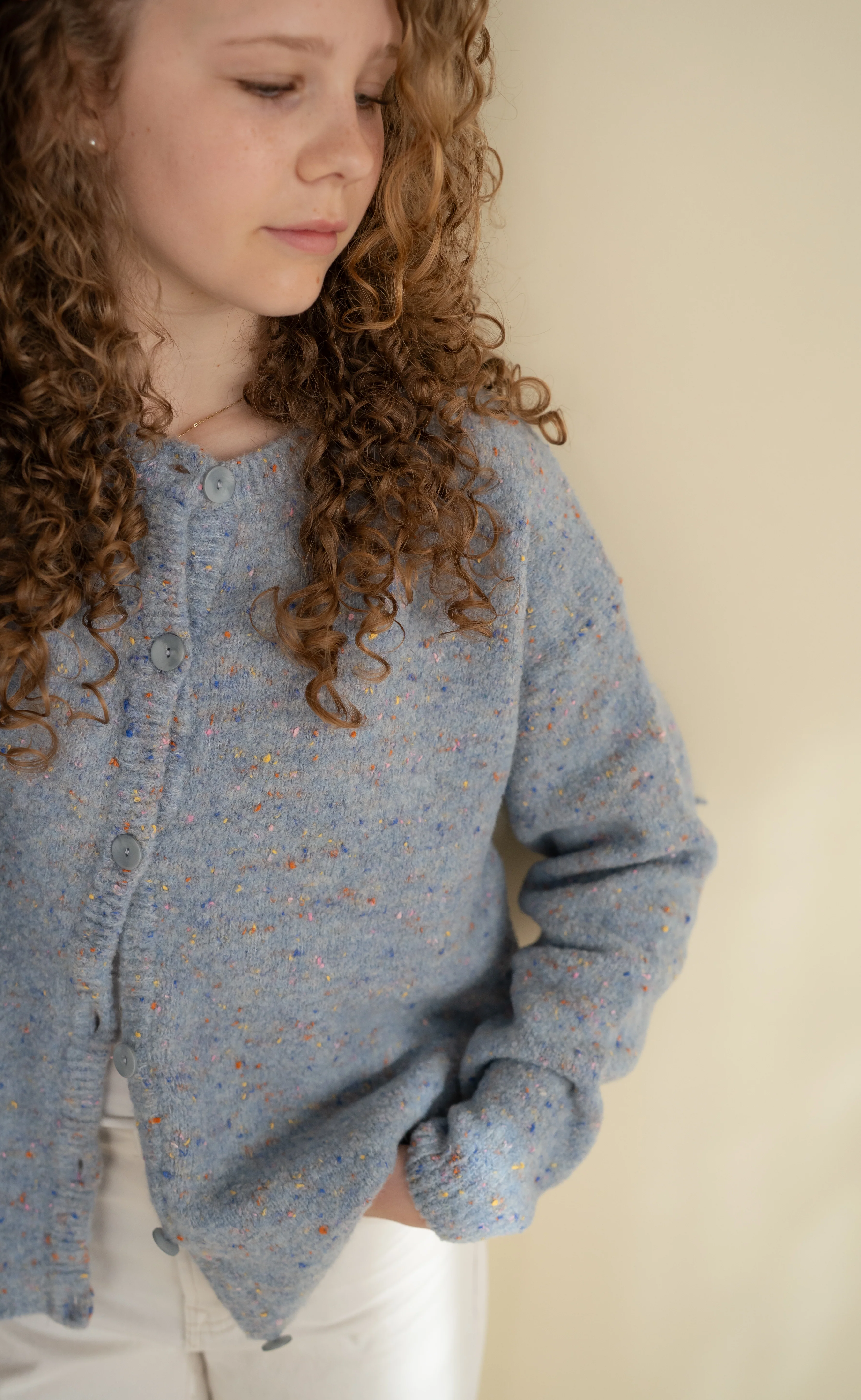 WOMEN MERINO KNIT CARDIGAN CONFETTI