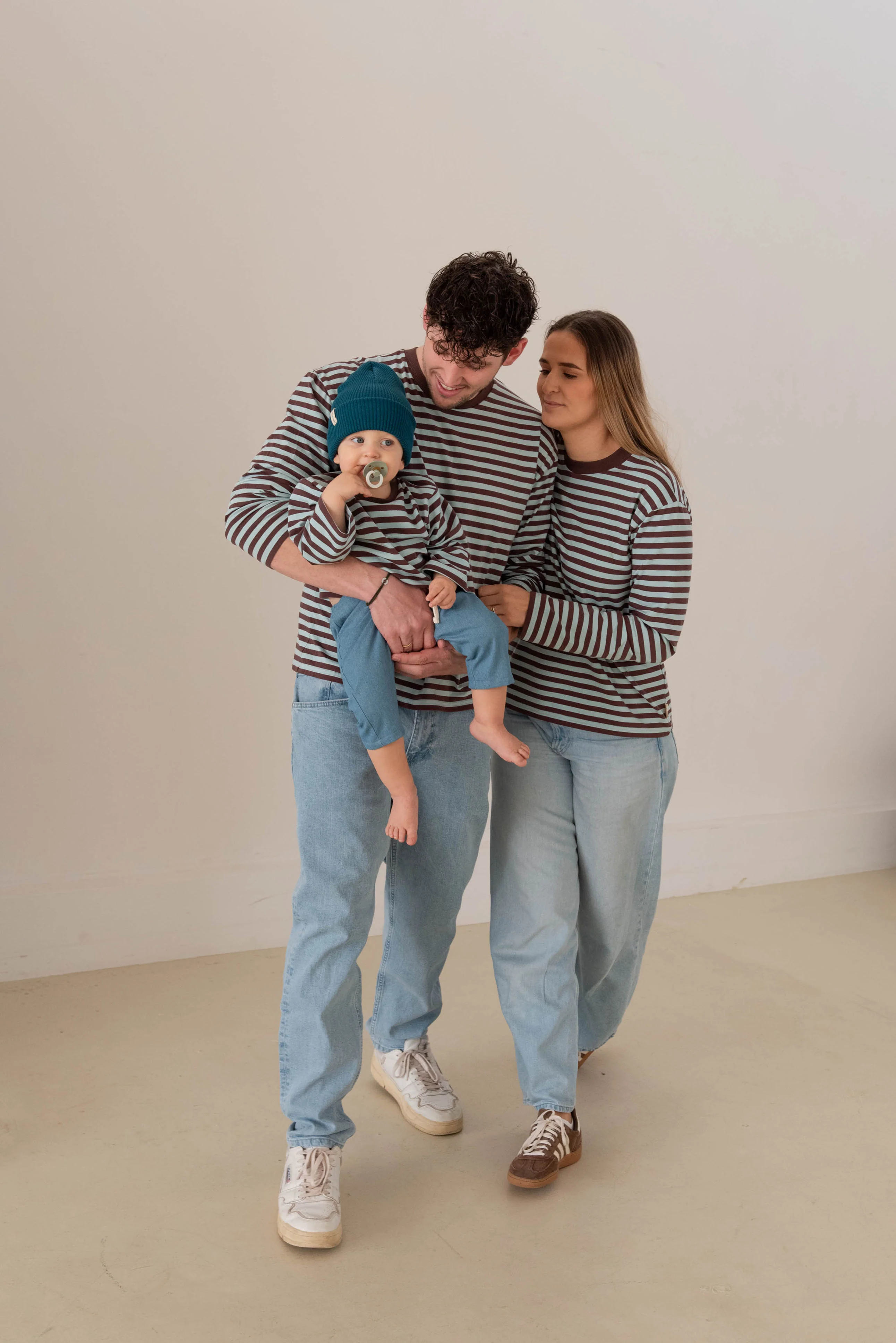 MEN OVERSIZE STRIPED LONGSLEEVE AQUA/BROWN - Image 7