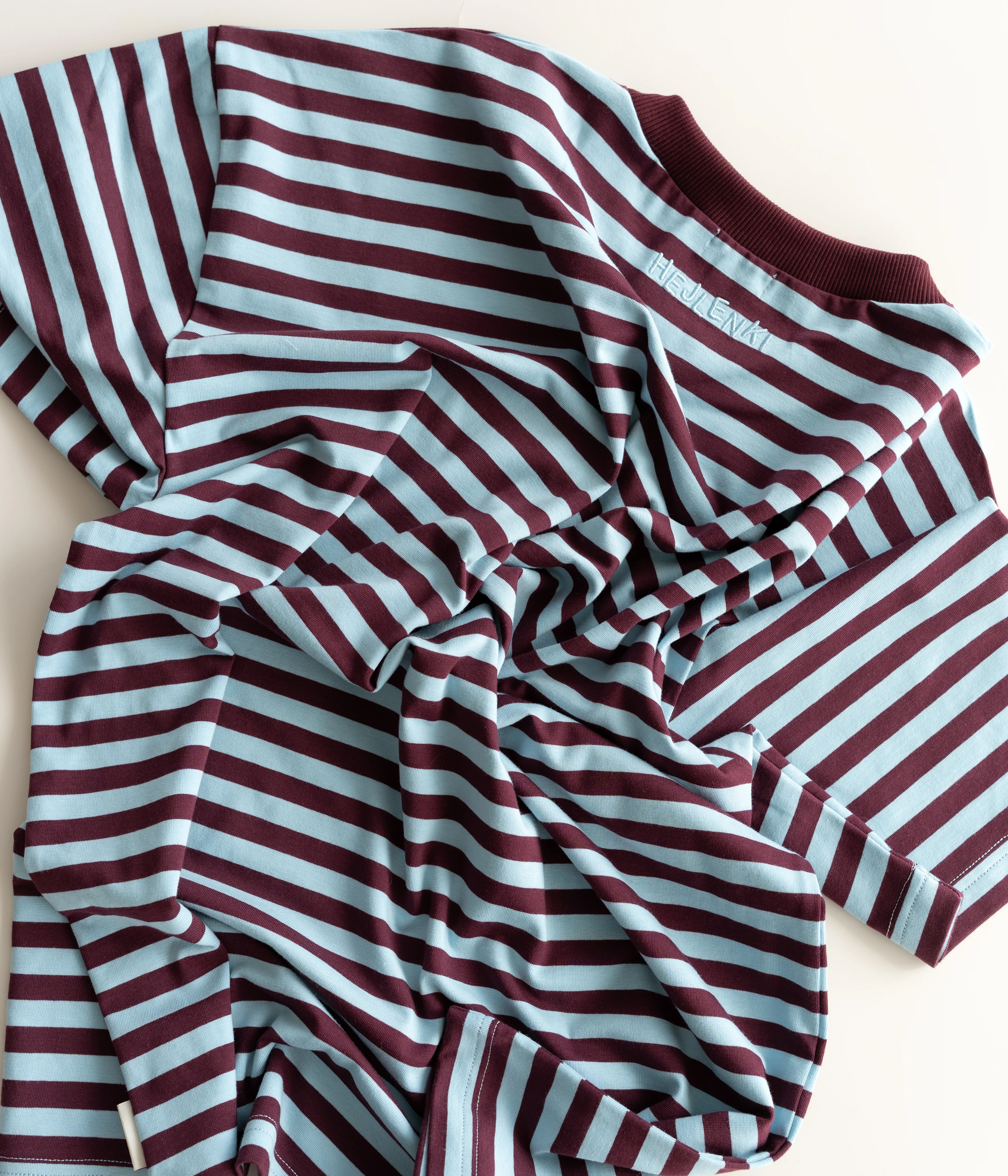 MEN OVERSIZE T-SHIRT STRIPED BLUEBELL/ BURGUNDY - Image 4