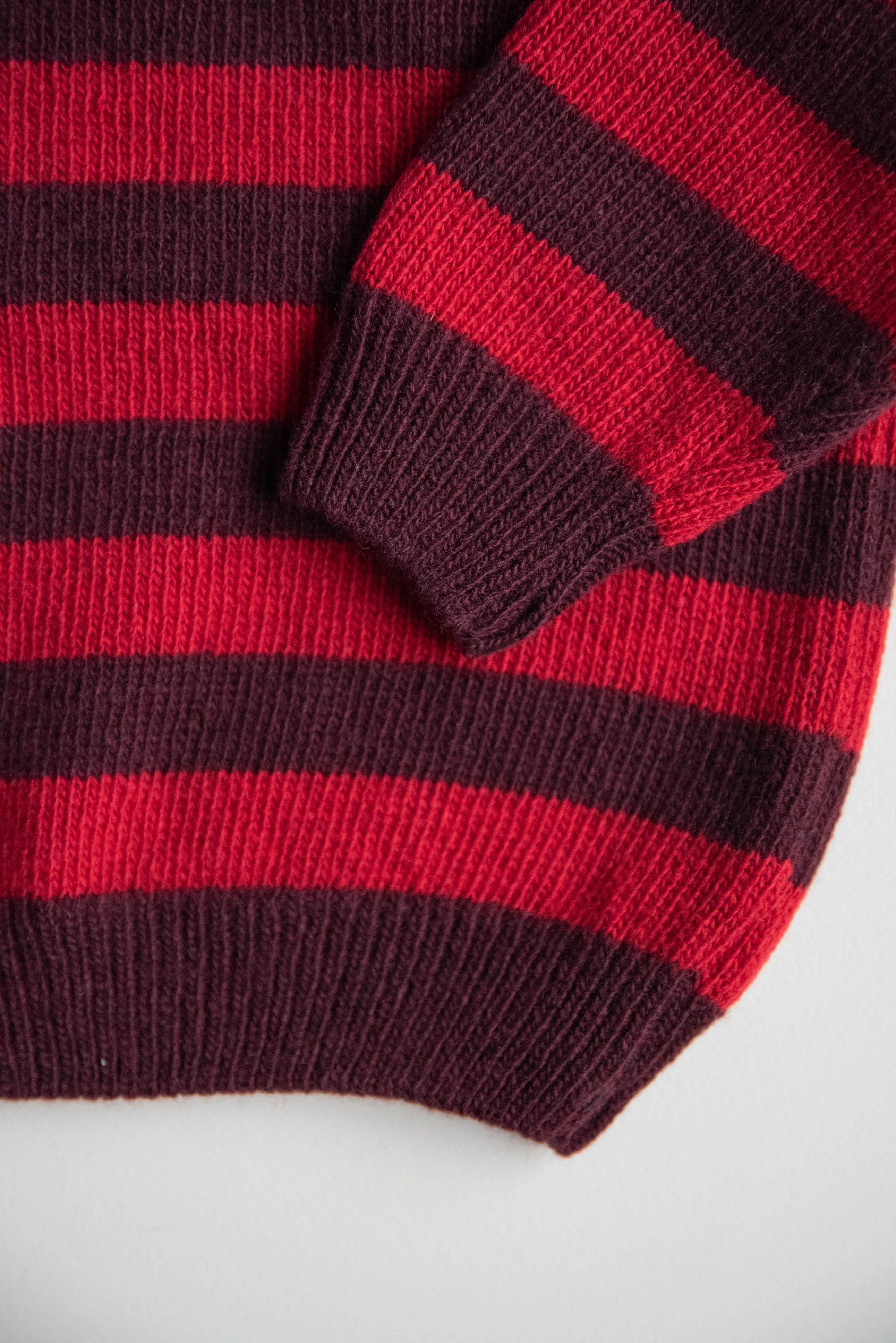 MERINO WOOL KNIT PULLI STRIPED BURGUNDY/CHERRY - Image 9